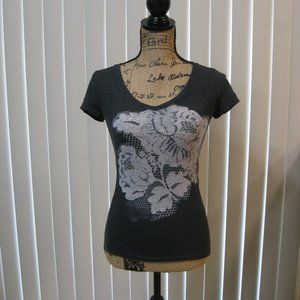 NWT Express gray lace graphic tee t shirt top XS extra small